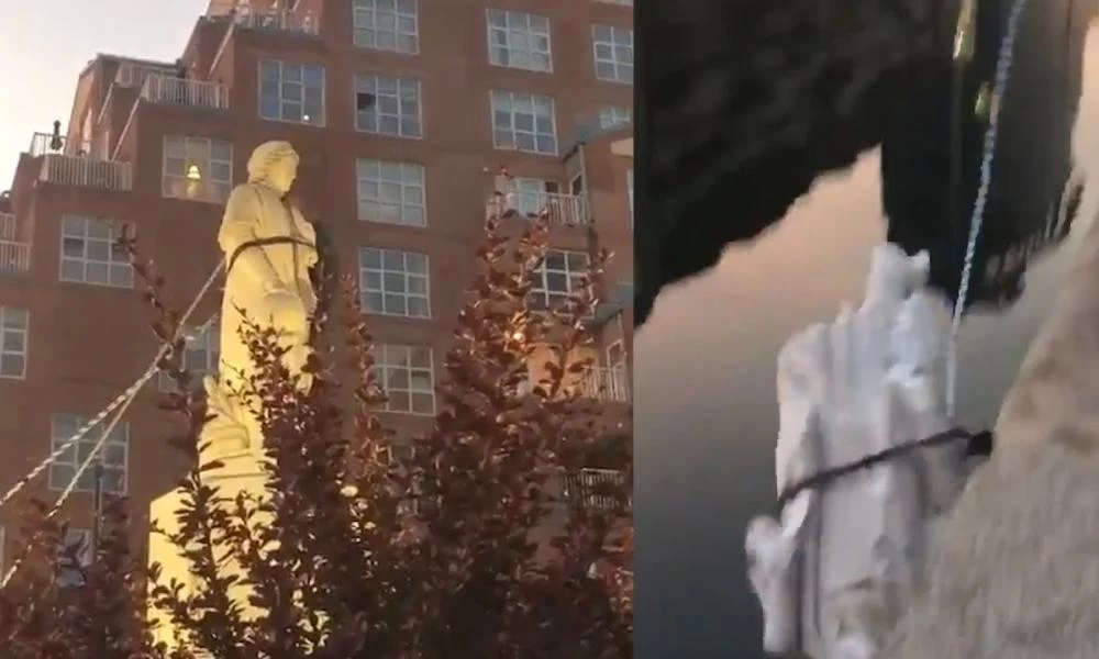 Έριξαν στη θάλασσα τον Κολόμβο στη Βαλτιμόρη (Εικόνες-Βίντεο)